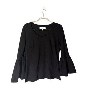 Textile Elizabeth And James Black Bell 3/4 Sleeve Scoop Neck Top Size L